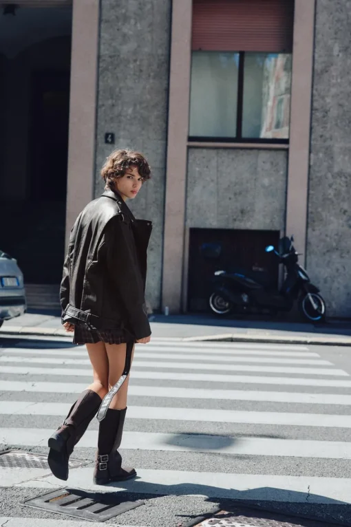 CAZADORA BIKER OVERSIZE EFECTO PIEL LAVADA