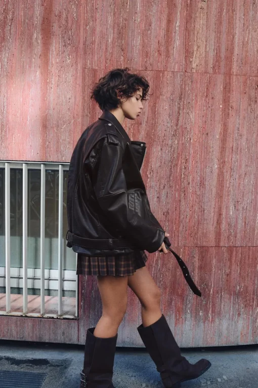 CAZADORA BIKER OVERSIZE EFECTO PIEL LAVADA