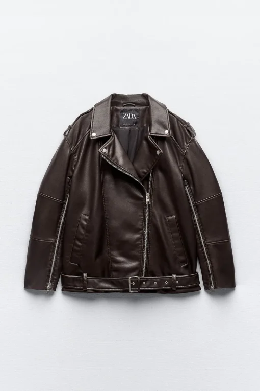 CAZADORA BIKER OVERSIZE EFECTO PIEL LAVADA