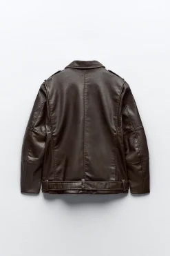 CAZADORA BIKER OVERSIZE EFECTO PIEL LAVADA