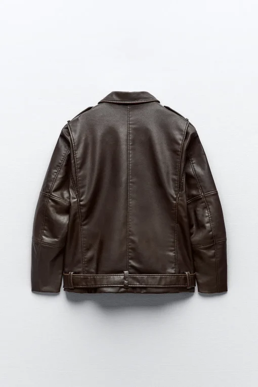 CAZADORA BIKER OVERSIZE EFECTO PIEL LAVADA