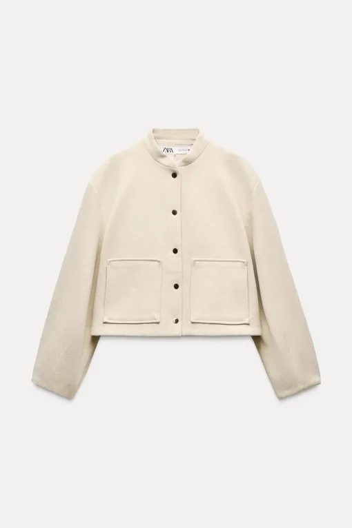 CAZADORA BOMBER CORTA BOLSILLOS PLASTRÓN