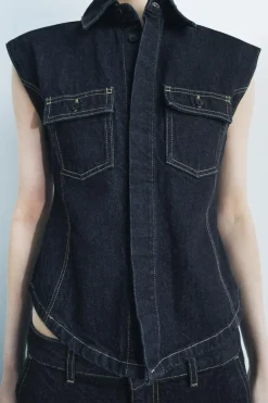 CHALECO DENIM PESPUNTES ZW COLLECTION