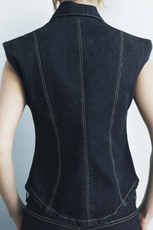 CHALECO DENIM PESPUNTES ZW COLLECTION
