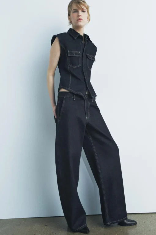 CHALECO DENIM PESPUNTES ZW COLLECTION