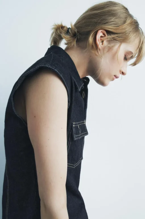 CHALECO DENIM PESPUNTES ZW COLLECTION