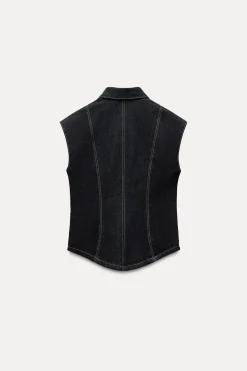 CHALECO DENIM PESPUNTES ZW COLLECTION