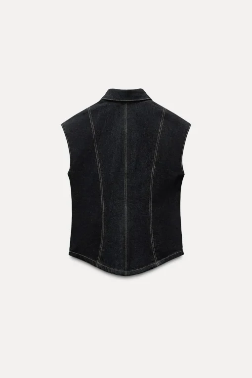 CHALECO DENIM PESPUNTES ZW COLLECTION