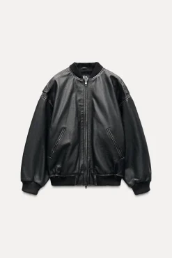CHAQUETA BOMBER OVERSIZE PIEL