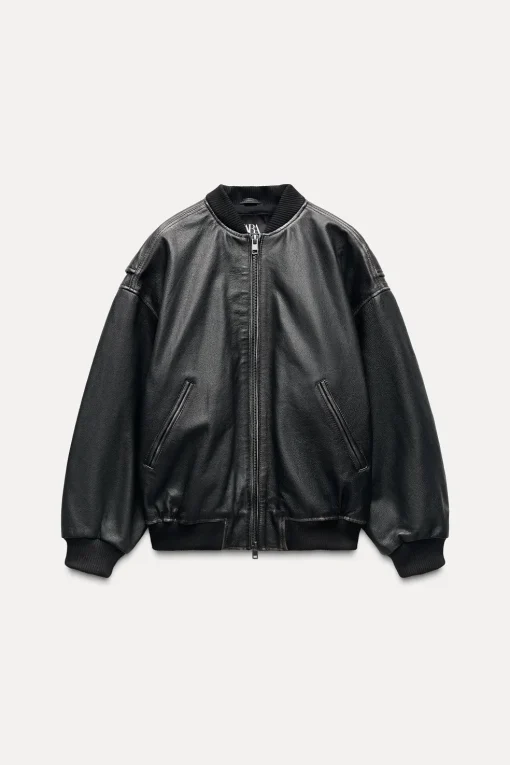CHAQUETA BOMBER OVERSIZE PIEL