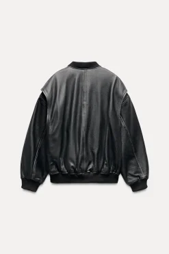 CHAQUETA BOMBER OVERSIZE PIEL