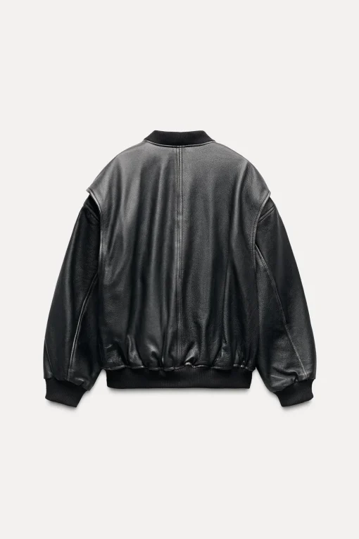 CHAQUETA BOMBER OVERSIZE PIEL