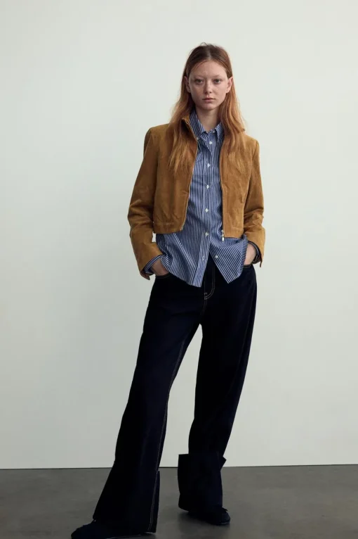 CHAQUETA CROP 100% PIEL