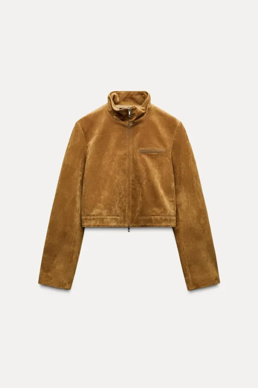CHAQUETA CROP 100% PIEL