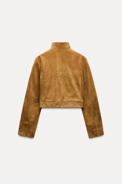 CHAQUETA CROP 100% PIEL