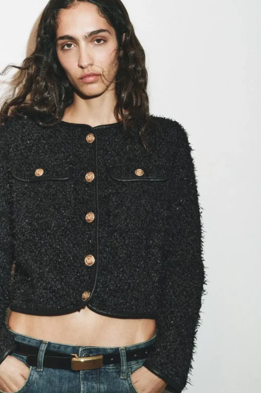 CHAQUETA ESTRUCTURA HILO METALIZADO