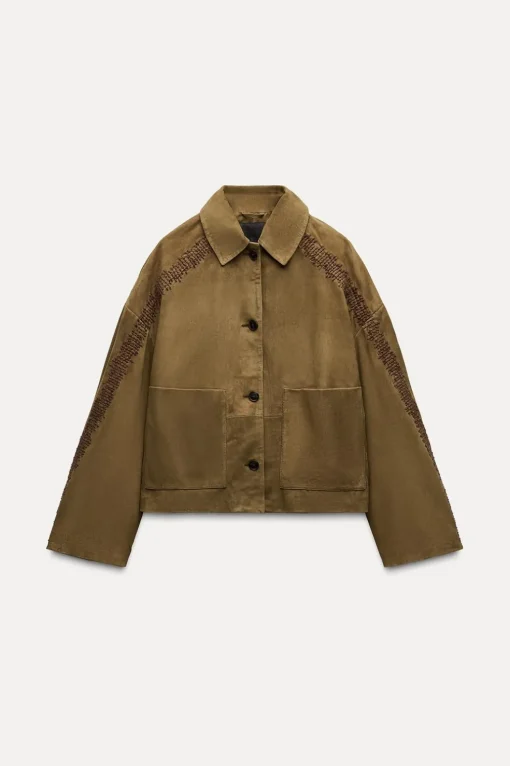 CHAQUETA PIEL BORDADA ZW COLLECTION