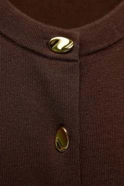 CHAQUETA PUNTO LISO BOTÓN DORADO