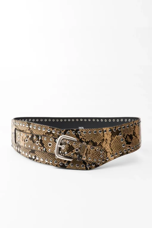 CINTURÓN FAJÍN PIEL TACHAS ESTAMPADO ANIMAL