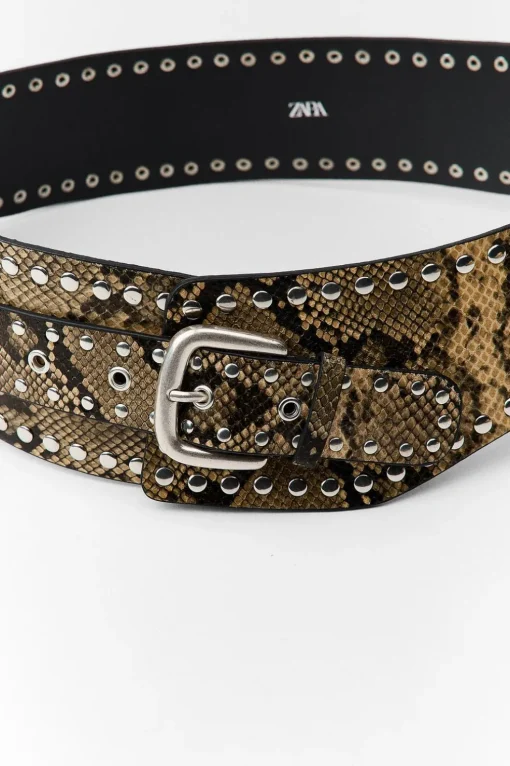 CINTURÓN FAJÍN PIEL TACHAS ESTAMPADO ANIMAL