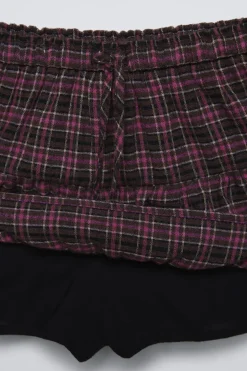 FALDA BERMUDA CUADROS VOLANTES