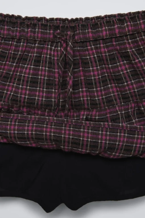 FALDA BERMUDA CUADROS VOLANTES