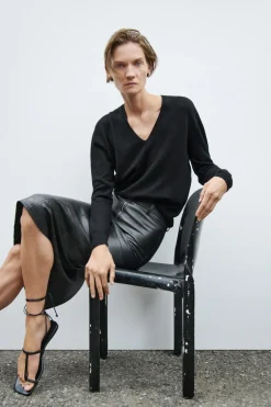 FALDA EFECTO PIEL CREMALLERA ZW COLLECTION