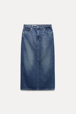 FALDA LARGA DENIM TRF TIRO MEDIO