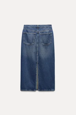 FALDA LARGA DENIM TRF TIRO MEDIO