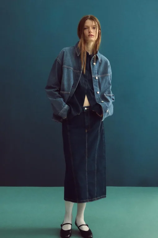 FALDA MIDI DENIM TRF
