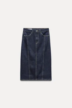 FALDA MIDI DENIM TRF
