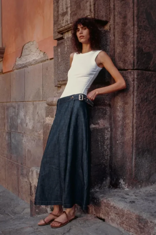 FALDA Z1975 PAREO DENIM CON LINO