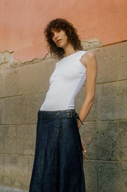 FALDA Z1975 PAREO DENIM CON LINO