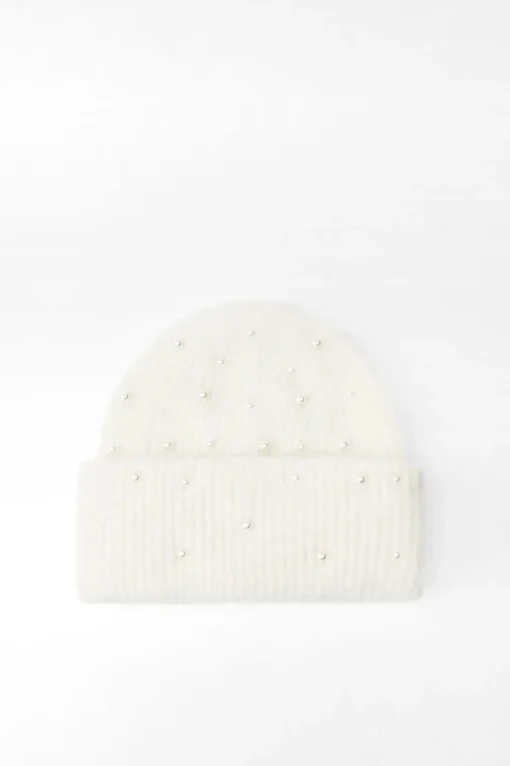 GORRO BEANIE PUNTO VUELTA PERLAS