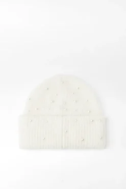 GORRO BEANIE PUNTO VUELTA PERLAS