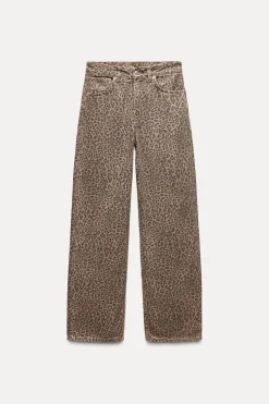 JEANS TRF RELAXED ESTAMPADO ANIMAL TIRO ALTO