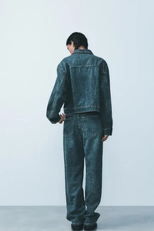 JEANS TRF RELAXED OVERSIZE TAPERED STRASS TIRO ALTO