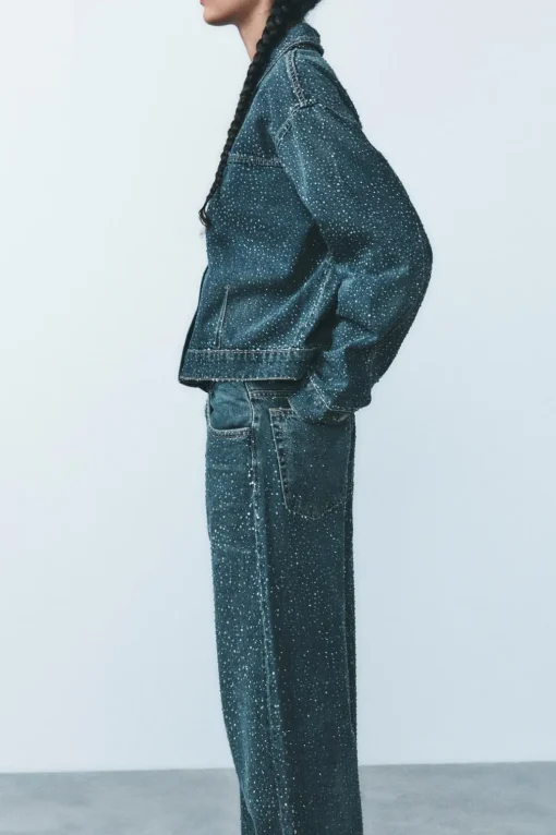 JEANS TRF RELAXED OVERSIZE TAPERED STRASS TIRO ALTO