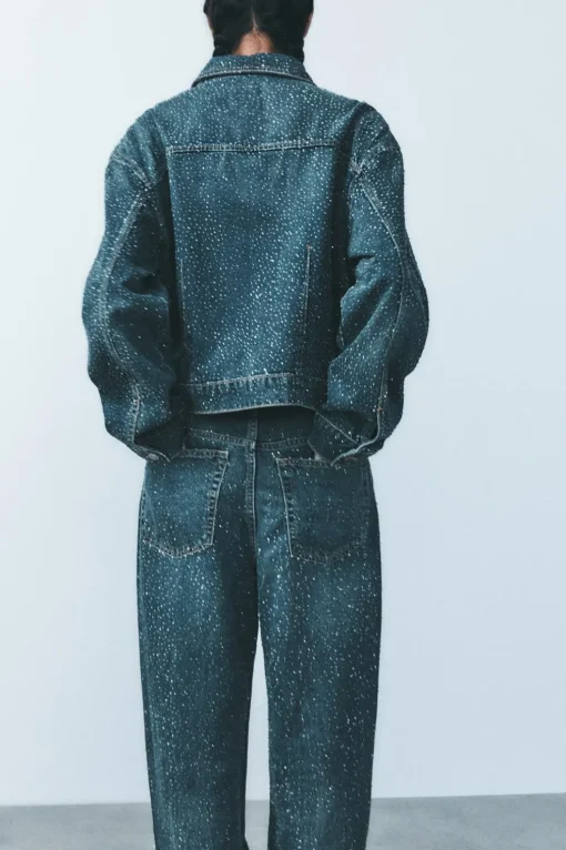 JEANS TRF RELAXED OVERSIZE TAPERED STRASS TIRO ALTO