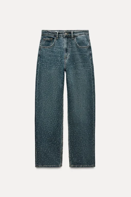 JEANS TRF RELAXED OVERSIZE TAPERED STRASS TIRO ALTO