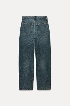 JEANS TRF RELAXED OVERSIZE TAPERED STRASS TIRO ALTO