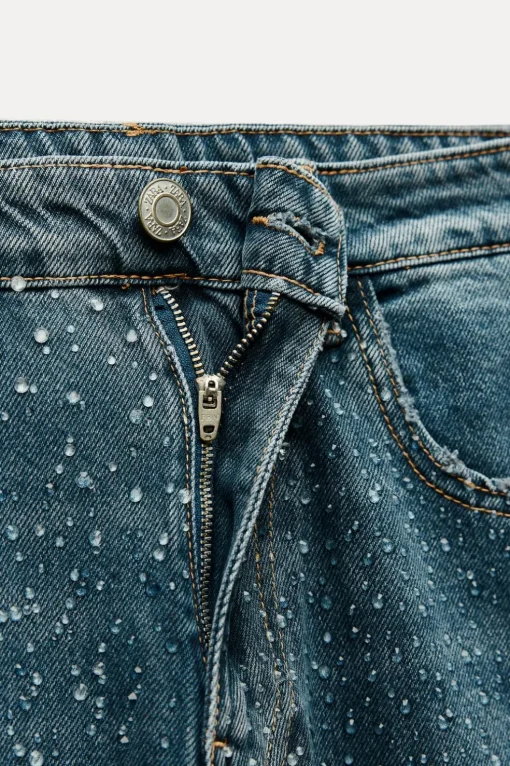 JEANS TRF RELAXED OVERSIZE TAPERED STRASS TIRO ALTO