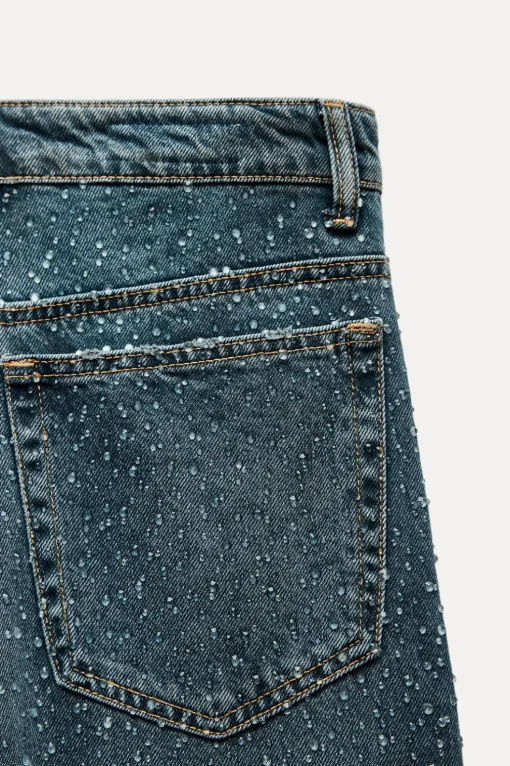 JEANS TRF RELAXED OVERSIZE TAPERED STRASS TIRO ALTO