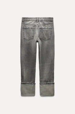 JEANS TRF STOVE PIPE FOLDED TIRO ALTO