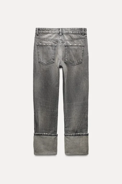 JEANS TRF STOVE PIPE FOLDED TIRO ALTO