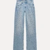 JEANS TRF WIDE LEG ESPEJOS TIRO MEDIO