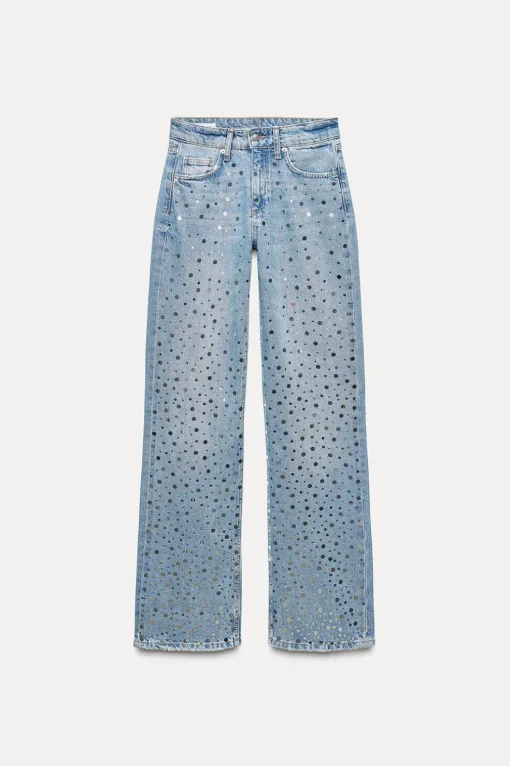 JEANS TRF WIDE LEG ESPEJOS TIRO MEDIO