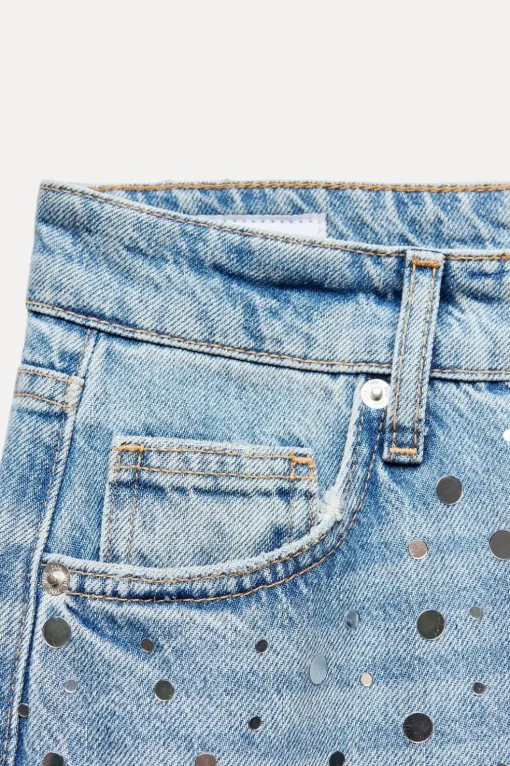 JEANS TRF WIDE LEG ESPEJOS TIRO MEDIO