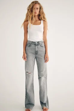 JEANS TRF WIDE LEG ROTOS TIRO ALTO