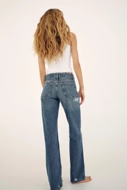 JEANS TRF WIDE LEG ROTOS TIRO MEDIO